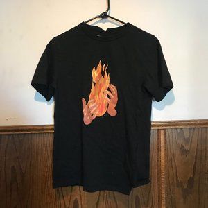 Off White Diagonal Fire Hands T Shirt